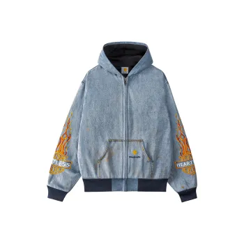 False Perception Jackets Coats Unisex Washed Blue