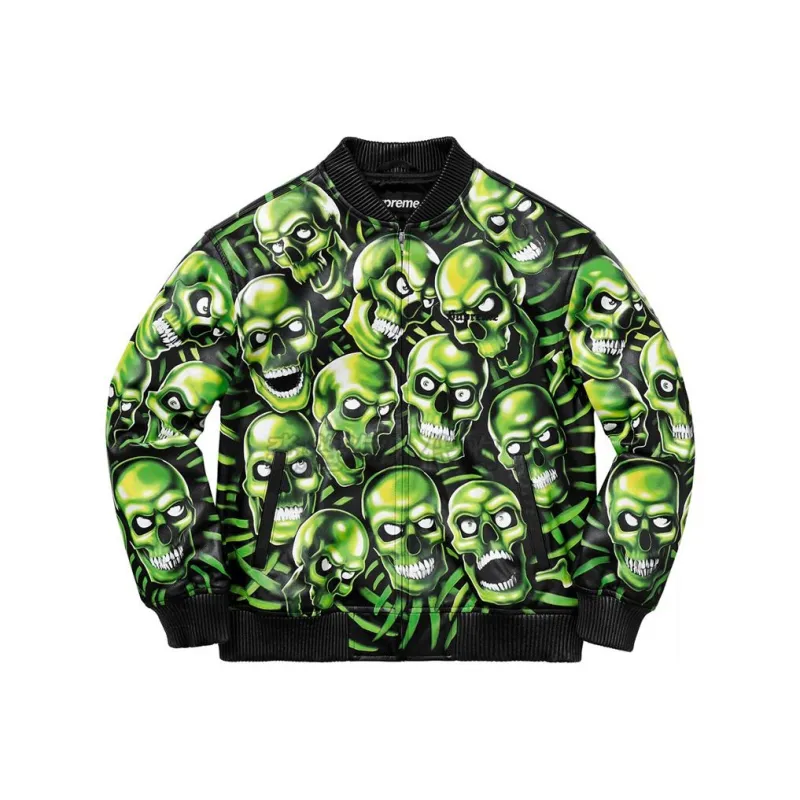 Supreme Skull Pile Leather Bomber Jacket-0