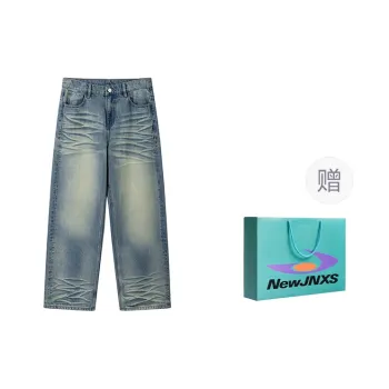 NewJnxs Jeans Unisex Light Denim Blue Shopping Bag Included