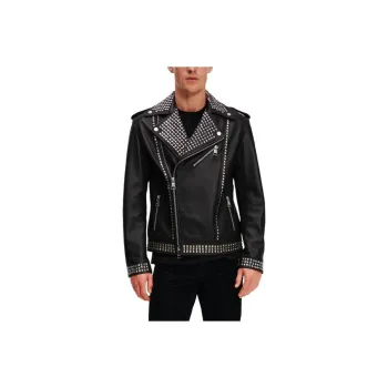 KARL LAGERFELD SS24 Leather Jacket Men's Black