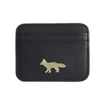 Maison Kitsune Cow Leather Card Holder Unisex Black