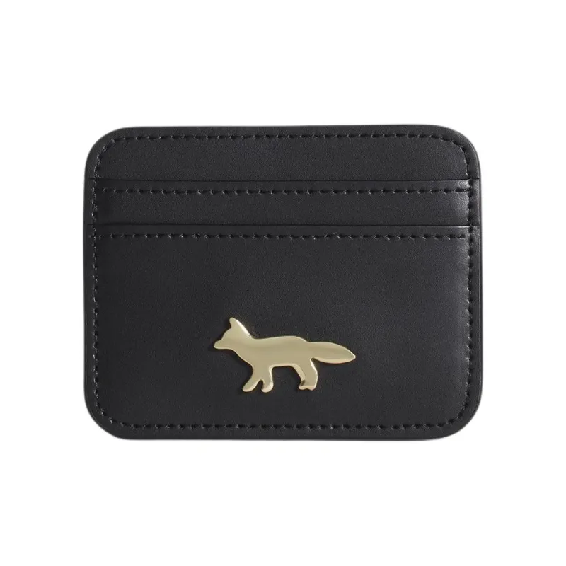 Maison Kitsune Cow Leather Card Holder Unisex Black-0