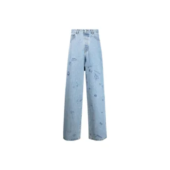 Vetements Illustration-style Print Wide-leg Jeans