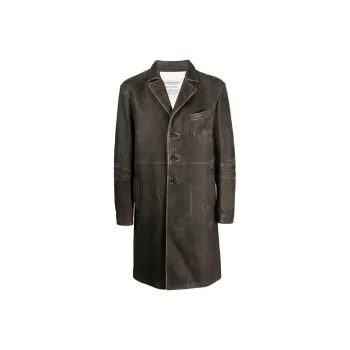 DIESEL Leather Jackets Men Dark Brown