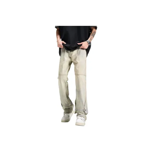 POLAR BEAR Thin Refreshing Jeans Unisex Bootcut Yellow Mud Black Pants