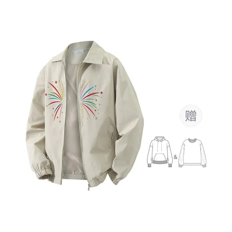 LIVINGTOWN Jackets Coats Unisex Cream Gray-11