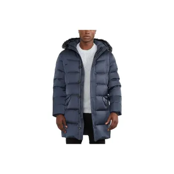 GUESS Long Twill Hooded Jacket Jackets Coats Men's Blue