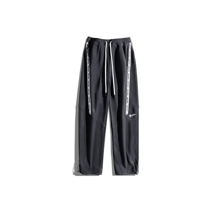 Monster Guardians Straight Thickened Sweatpants Men's Black Gray-0