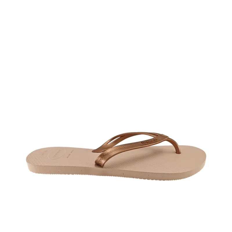 Havaianas Rubber Sole Abrasion Resistant Slip Resistant Flip Flops Women's Rose Gold-2