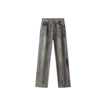 BLANC & ECLARE Draped Nostalgic Dirty Tie Dye Cool Draped Zip Closure Loose Fit Mid Rise Jeans Unisex