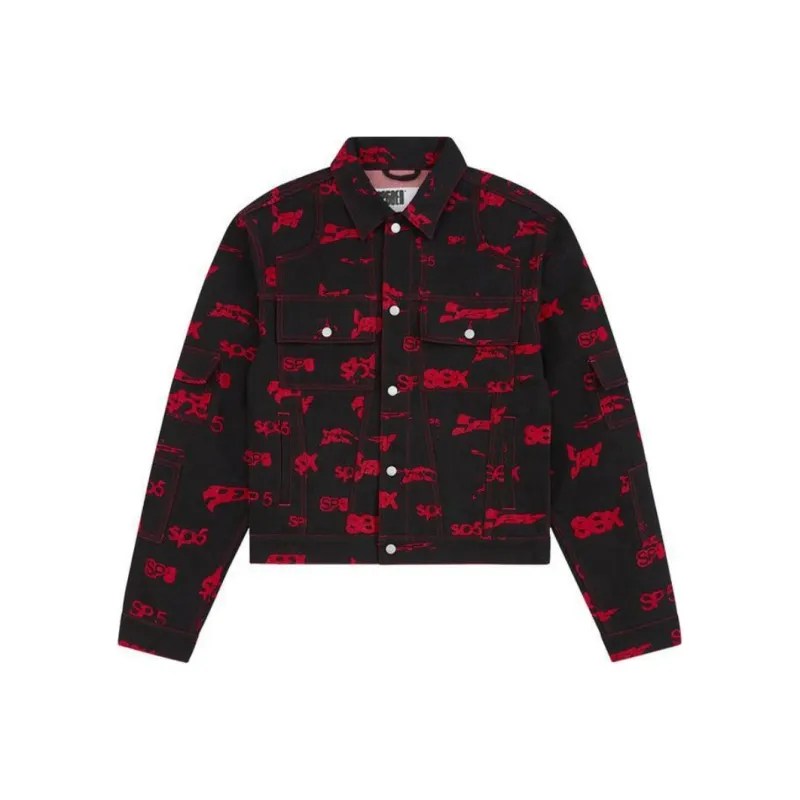 Sp5der 5ex Aop Denim Trucker Jacket-0
