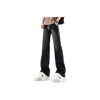 HOKLV Jeans Unisex Distressed White Black