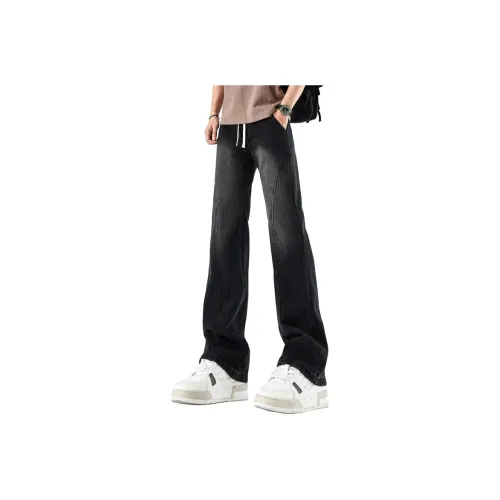 HOKLV Jeans Unisex Distressed White Black