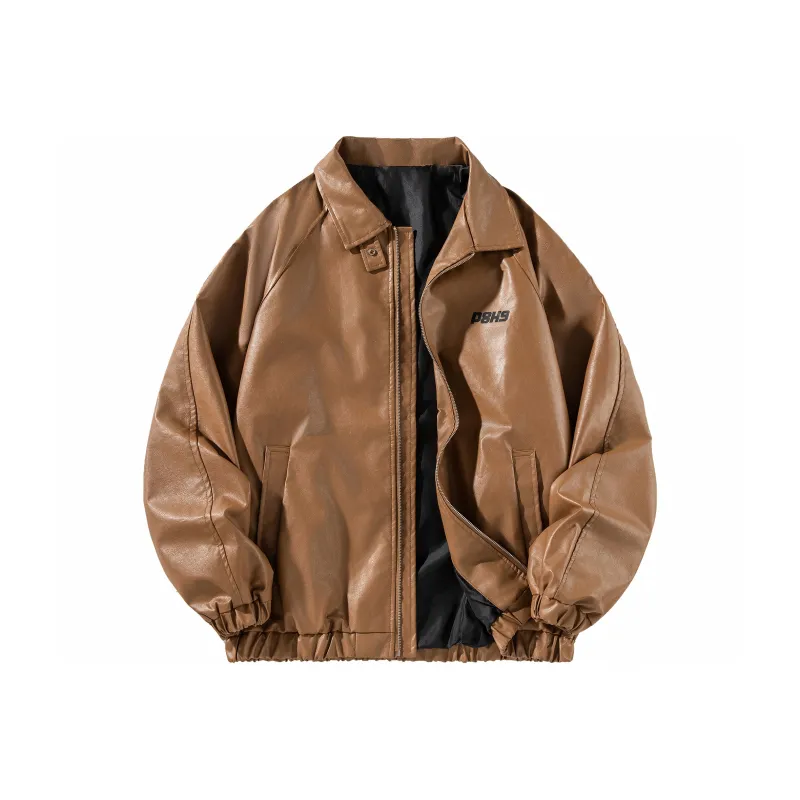 P8H9 PU Leather Jacket Coat Unisex-2