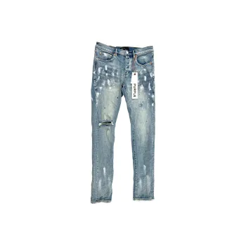 PURPLE BRAND Light Indigo Paint Blowout Jean