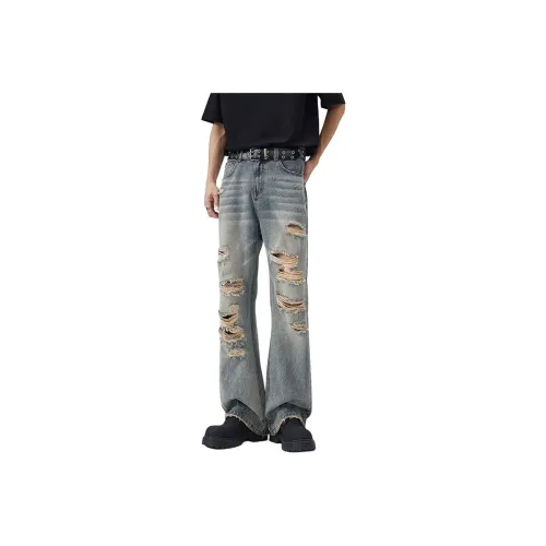 BLANC & ECLARE American Luxury Streetwear Hip Hop Distressed Heavyweight Ripped Jeans Men's