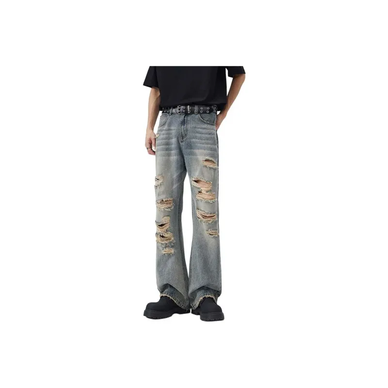 BLANC & ECLARE American Luxury Streetwear Hip Hop Distressed Heavyweight Ripped Jeans Men's-0