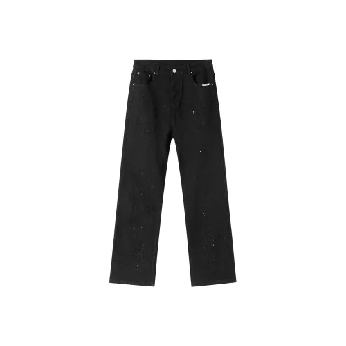 XINYINSU Jeans Unisex Washed Dark Blue Black