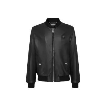 PHILIPP PLEIN Leather Jackets Men Black