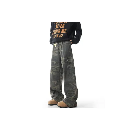 Ang2 Stu Jeans Unisex Green Camouflage