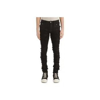 Rick Owens DRKSHDW Slashed Tyrone Cut Foil Coated Jeans