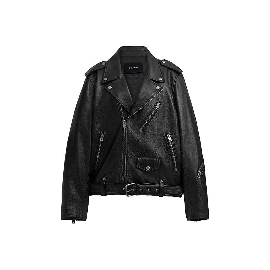 COACH Leather Jackets Men Black - POIZON