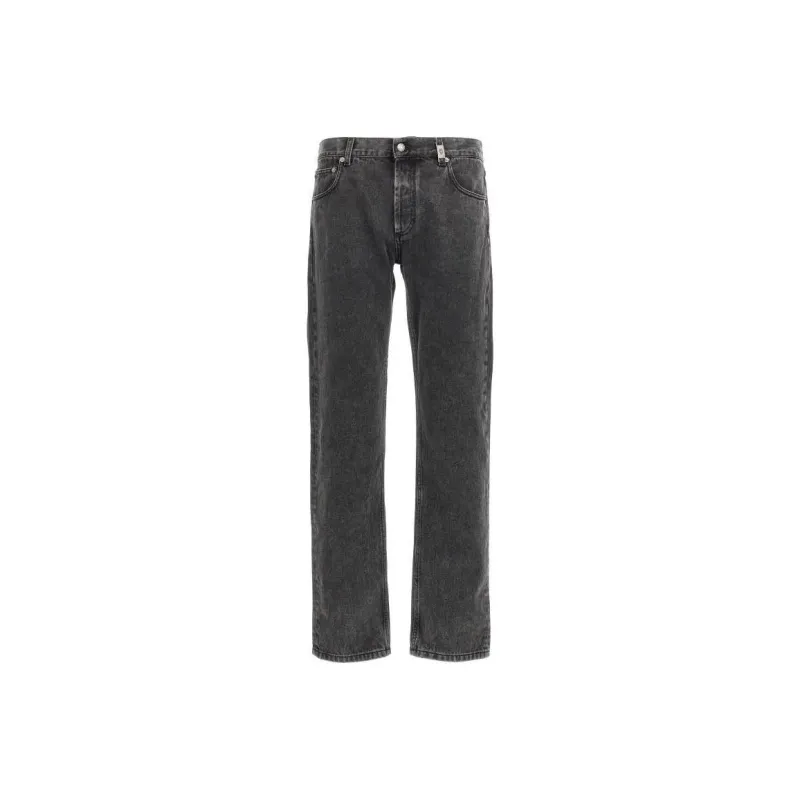 Alexander McQueen Logo Tag Straight Leg Jeans-0