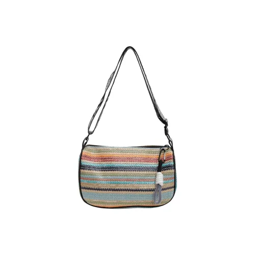 Yalu Straw Woven Shoulder Bag Large Size Women's Multicolor