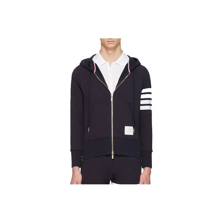 THOM BROWNE Classic Loopback 4 Bar Full zip Hoodie-0