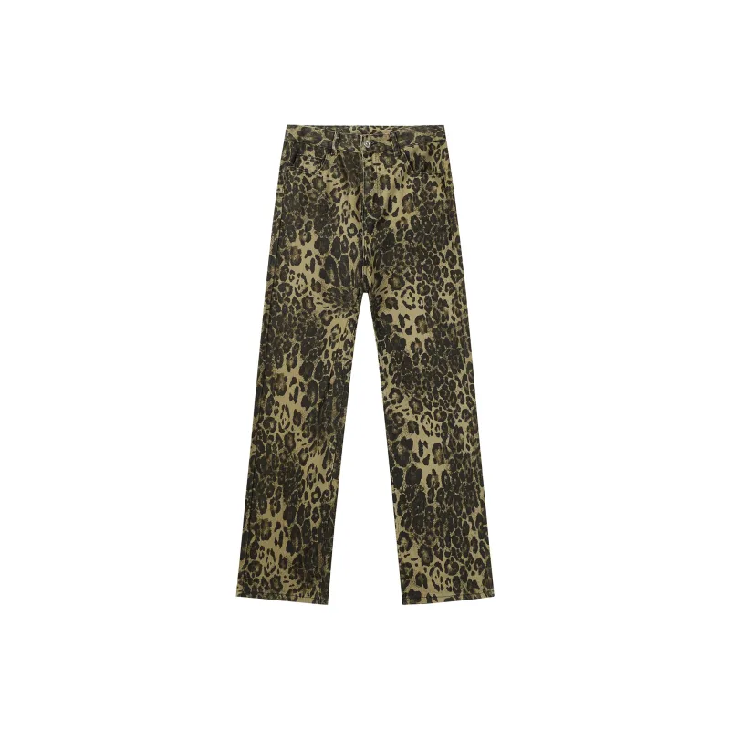 Michael Rock Jeans Unisex Leopard Print-0