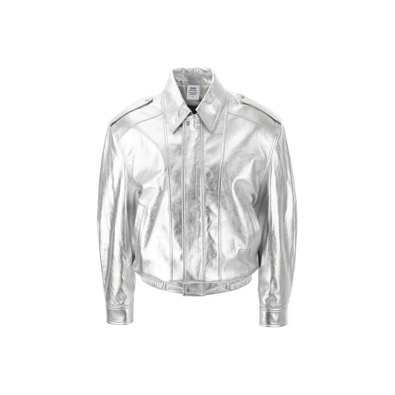 OSOI FW23 Leather Jacket Unisex Silver-0