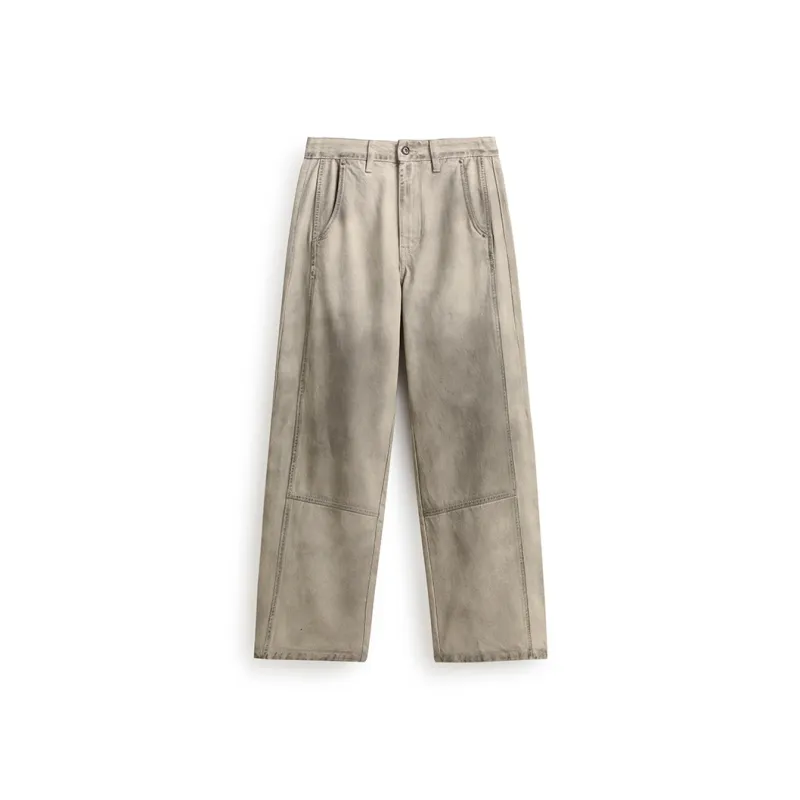 ZENGZHI Jeans Unisex Dirty Apricot-0
