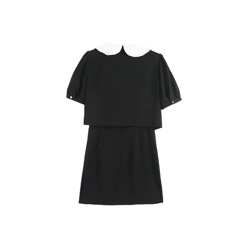 AFGGD Short Sleeved Dress Women's Black-1