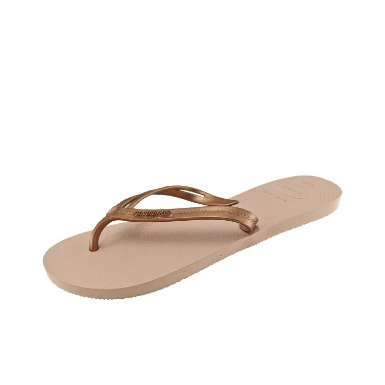 Havaianas Rubber Sole Abrasion Resistant Slip Resistant Flip Flops Women's Rose Gold-1