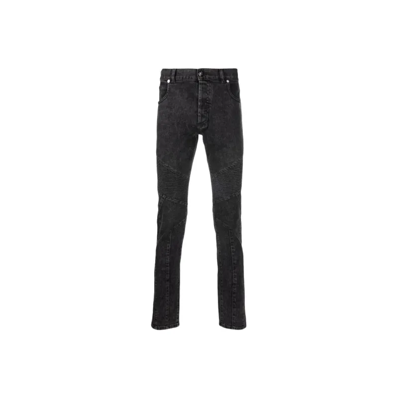 BALMAIN Logo Debossed Skinny Jeans-0