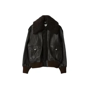 Burberry Shearling Collar Leather Jacket