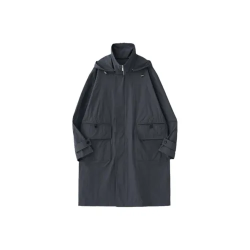 COMMON SCENTS Trench Coat Men's Dark Gray