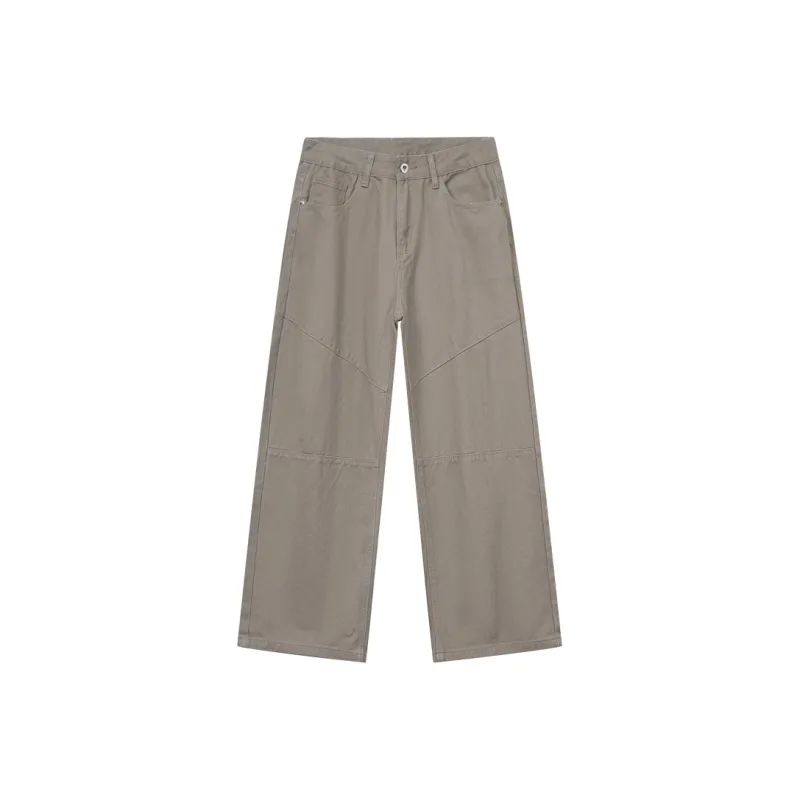 Voguo Relay Solid Color Casual Pants Loose Fit Straight Fit Floor Length Pants Unisex Dusty-0
