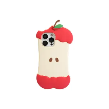 Sopi Silicone Material 3D Effect Apple Core Phone Cases Compatible With IPhone 16/15 Pro Max/Apple 13/14 Pro/Max