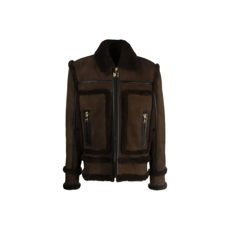 BALMAIN Leather Jacket Men's Brown-0