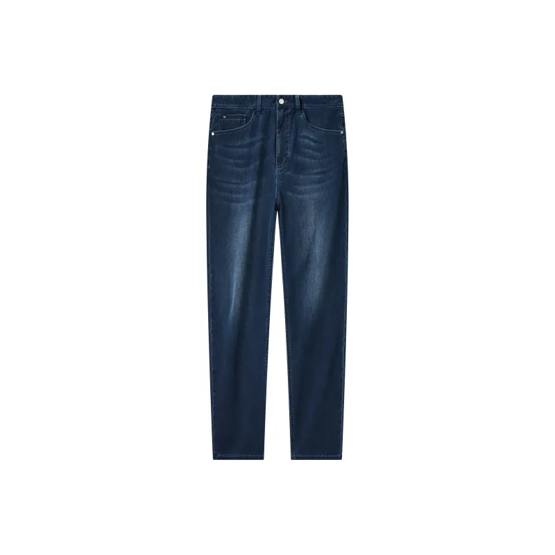 Jiumuwang Men's Pants Expert Jeans Fitted Version Men's Cobalt Blue+Fitted Version-0