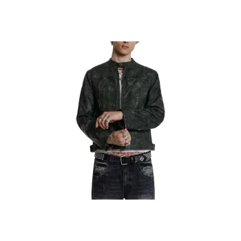 Jaded London FRACTURE Collection Leather Jacket Men's Graphite