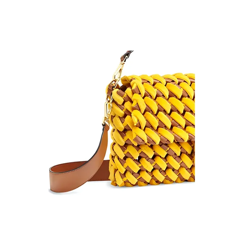 FENDI Baguette Sheepskin Handbag Regular Women's Yellow-4
