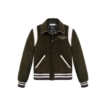 SPORTY & RICH Logo embroidered Cotton Bomber Jacket