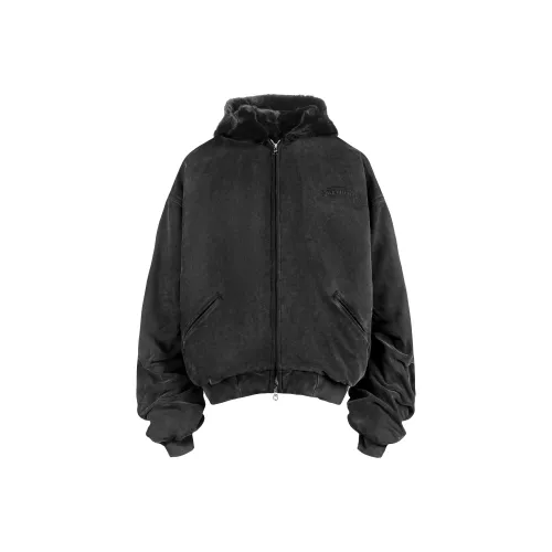 Askyurself Hooded Fur Jackets & Coats Unisex Black