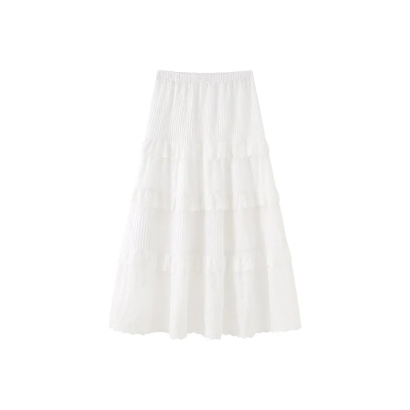 ROBINHOOD Casual Long Skirt Women's White-1