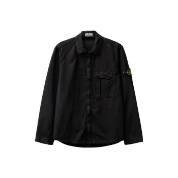 STONE ISLAND Long Sleeved Zip Up Shirt