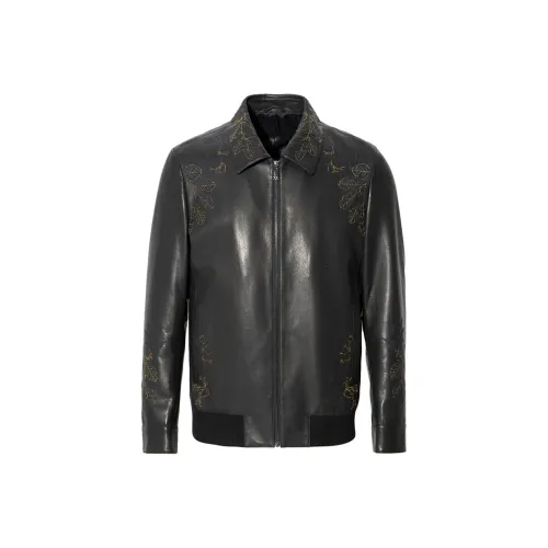 ANDREW MACKENZIE FW23 Leather Jacket Men's Black