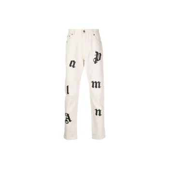PALM ANGELS Bull Logo Patch Regular 5 Pocket Jeans
