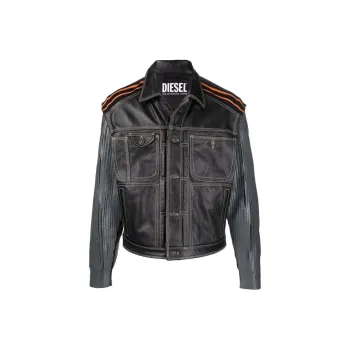 DIESEL Leather Jackets Men Black